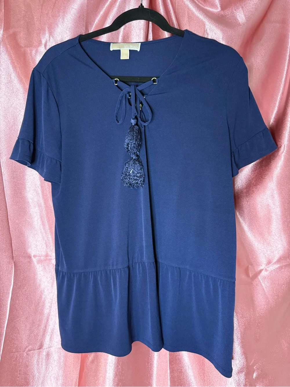 Michael Kors Navy Lace-Up Tassel Tunic